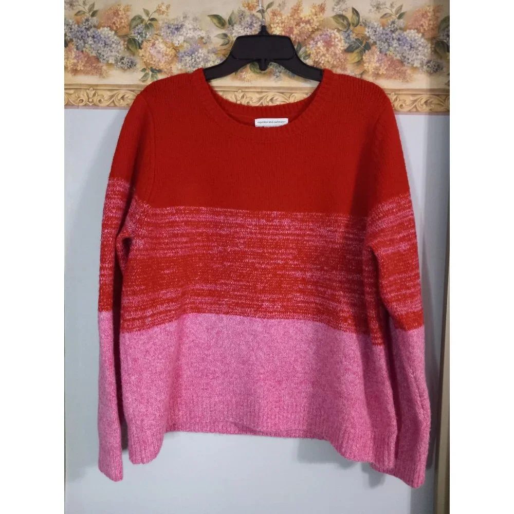 Cupcakes And Cashmere XL Red Pink Ombre Barbiecore Comfy Knit Pullover Sweater - Picture 1 of 3